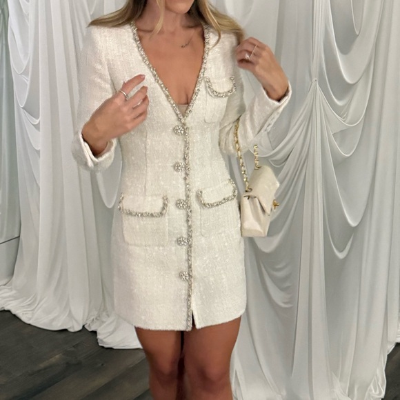 Self-Portrait Dresses & Skirts - Self-Portrait White Tweed Dress